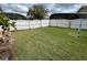 The fenced in yard has a full, green lawn and growing plants at 536 Dunoon St, Ocoee, FL 34761