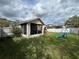The backyard has a screened in patio and swing set with a fenced in yard at 536 Dunoon St, Ocoee, FL 34761