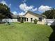 Expansive backyard featuring lush lawn, screened patio, and white fencing for a private outdoor space at 536 Dunoon St, Ocoee, FL 34761