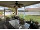 Enclosed patio includes a grill, plants and ceiling fan at 536 Dunoon St, Ocoee, FL 34761