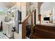 This basement boasts a convenient laundry area with appliances plus stairs leading into the main living area at 7 Clarendon Ct, Daytona Beach, FL 32118