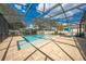 A screened in pool with a view of the backyard trees at 11604 Acosta Ave, Orlando, FL 32836