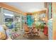 Cozy sunroom featuring a round wooden table, four chairs, and outdoor views through sliding glass doors at 1226 E Schwartz E Blvd, Lady Lake, FL 32159