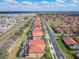 Aerial view of homes with screened-in pools and well-maintained landscaping in a suburban community at 1520 Solana Cir, Davenport, FL 33897