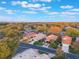 An aerial view showing several residences and a beautiful treeline. The view offers an overview of the community and its surroundings at 204 Lake Region S Blvd, Winter Haven, FL 33881