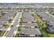 Scenic aerial shot of a residential street lined with homes featuring lush landscaping and well-maintained exteriors at 2348 Clemblue Rd, Clermont, FL 34715