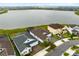 Aerial view of the back of three homes near a lake with green spaces at 2930 Wordsmith Rd, Kissimmee, FL 34746