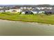 Aerial view showcasing a house with fenced backyard and lake access at 2930 Wordsmith Rd, Kissimmee, FL 34746