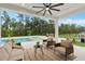 Resort-style covered patio with a pool, spa, and outdoor seating perfect for entertaining or relaxing at 3135 Vanguard Ct, St Cloud, FL 34771