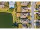 An aerial view showcases the homes bordering a tranquil lake in a desirable neighborhood at 3722 Madbury Cir, Lakeland, FL 33810