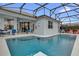 Screened-in pool area with outdoor seating and a view of the home's exterior at 408 Orista Dr, Davenport, FL 33897