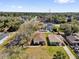 Aerial shot of a neighborhood with tree lined streets and houses with well maintained lawns under a blue sky at 901 S Holly Ave, Sanford, FL 32771