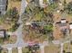 Aerial view highlighting property boundaries surrounded by lush trees in a residential neighborhood at 1228 Walker S Cir, Lakeland, FL 33805