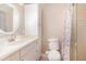 This bathroom features a vanity with a stylish mirror, providing both functionality and aesthetic appeal at 1417 High Point Blvd # 150D, Orlando, FL 32825