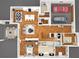 Open-concept floor plan featuring a living room, dining area, kitchen, and bedrooms at 2502 Bethaway Ave, Orlando, FL 32806