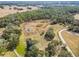An aerial view of a vineyard estate, showcasing the lush landscape, pond, and winding road at 5117 Cr 316A, Bushnell, FL 33513