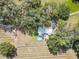 Aerial view showcases pool, house, and vineyard surrounded by lush trees at 5117 Cr 316A, Bushnell, FL 33513