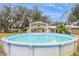 Aerial view of the above ground pool surrounded by lush greenery at 5117 Cr 316A, Bushnell, FL 33513