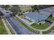 Aerial view of a home, manicured lawn, and a white picket fence in a neighborhood at 523 Cascading Creek Ln, Winter Garden, FL 34787