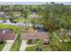 Overhead view showcasing the home's pool and proximity to a tranquil lake at 743 Riverbend Blvd, Longwood, FL 32779