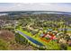 Aerial view of a lakeside community showcasing lush greenery, water features, and beautiful homes with pools at 11234 Willow Gardens Dr, Windermere, FL 34786