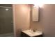 Bathroom with a vanity, sink, faucet, mirror and tile in the shower at 1909 Caralee Blvd # 4, Orlando, FL 32822