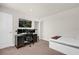 Bedroom with a sleek desk setup, a monitor, and a modern, minimalist design at 3916 Clipstone Pl, Sanford, FL 32773