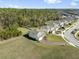 Aerial view of homes in a neighborhood showcasing lush landscaping and proximity to nearby wooded area, enhancing privacy at 3916 Clipstone Pl, Sanford, FL 32773