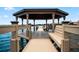 Beautiful gazebo on the dock featuring benches, providing a peaceful spot to enjoy the surrounding waterfront views at 8814 Southern Breeze Dr, Orlando, FL 32836