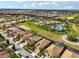 Scenic aerial view of a well-planned community with a pool, golf course, and beautiful homes at 1304 Sea Pines Way, Davenport, FL 33896