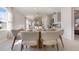 Chic dining area with a round table, white chairs, and views into the modern kitchen at 2997 Moulin Rd, Davenport, FL 33837