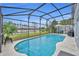 A screened in pool area with outdoor seating and a view to the green landscape at 3455 Bellingham Dr, Orlando, FL 32825