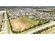 A serene aerial view of a community area featuring a pool, playground, and open field amid residential homes at 4115 Ruby Run, Haines City, FL 33844