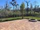 Spacious brick paver patio overlooking a green lawn, pond view, and mature trees, perfect for outdoor living at 10800 Cherry Oak Cir, Orlando, FL 32817