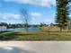 Picturesque view of a serene pond from the backyard, framed by lush greenery and trees at 2720 Settlers Trl, St Cloud, FL 34772