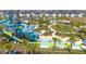 Resort-style pool with waterslides, splash pad, and tropical landscaping near modern townhome community at 540 Sticks St, Davenport, FL 33896