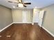 Bedroom with fan, window and hard surface floors at 621 Daron Ct, Winter Springs, FL 32708