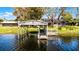 Exterior view of the boat dock on the water behind the home on a sunny day at 2431 Westwood Dr, Longwood, FL 32779