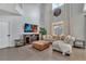 Spacious living room with a two-story ceiling, tile floors, and large windows at 2801 Lido Key Ct, Kissimmee, FL 34747