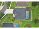 Aerial view of the house featuring a private pool, manicured landscaping, and well-maintained lawns at 3180 Pawleys N Loop, St Cloud, FL 34769