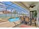 Covered patio with a pool, spa, and an outdoor dining area, perfect for entertaining at 3180 Pawleys N Loop, St Cloud, FL 34769