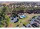 Aerial view showing a community tennis court and pool surrounded by lush green trees at 335 Prestwick Dr, Davenport, FL 33897