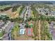 Scenic aerial view of the golf course and community amenities including a pool and tennis court at 335 Prestwick Dr, Davenport, FL 33897