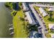 Aerial view of waterfront condos with docks and convenient parking near a tranquil lake at 620 Georgetown Dr # 620, Casselberry, FL 32707