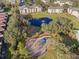 Scenic aerial view of the community featuring a pond, playground, and green spaces at 8929 Legacy Ct # 106, Kissimmee, FL 34747