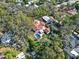 High angle aerial shot of a property that has mature trees, a pool and playground, and neighborhood views at 234 N Lakeview Ave, Winter Garden, FL 34787