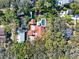 Overhead aerial view of a home with pool, mature trees, and playground within the property lines at 234 N Lakeview Ave, Winter Garden, FL 34787