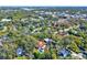 A lush, tree-filled neighborhood from an aerial perspective, featuring homes and a neighborhood swimming pool at 234 N Lakeview Ave, Winter Garden, FL 34787