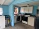 Cozy blue kitchen featuring white cabinets, standard appliances, and natural light at 3420 Avenue R Nw, Winter Haven, FL 33881