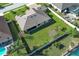 Aerial view of the backyard of a light yellow house with a partial fence in a residential neighborhood at 9716 Royal Vista Ave, Clermont, FL 34711